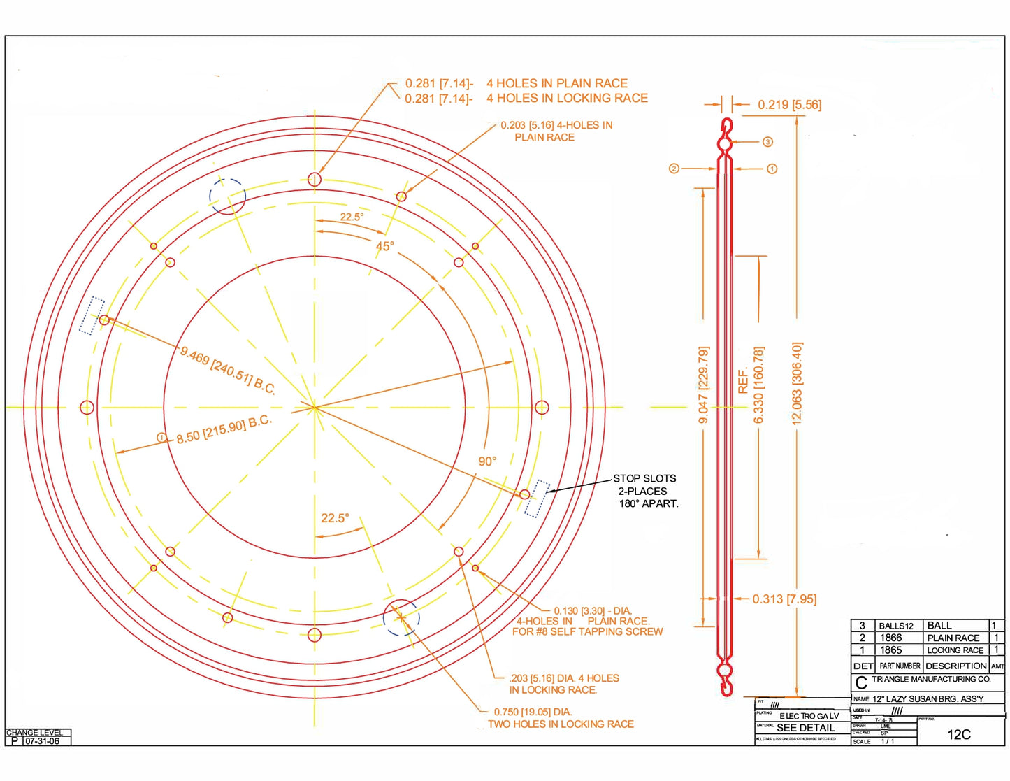 Plateau tournant rond 300 mm – acier galvanisé – rotation 360° – charge 450 kg