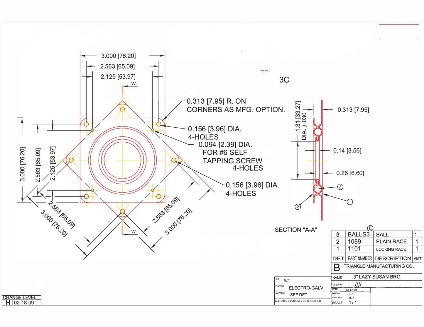 Lot de 5 plateaux tournants 3" (75 mm)